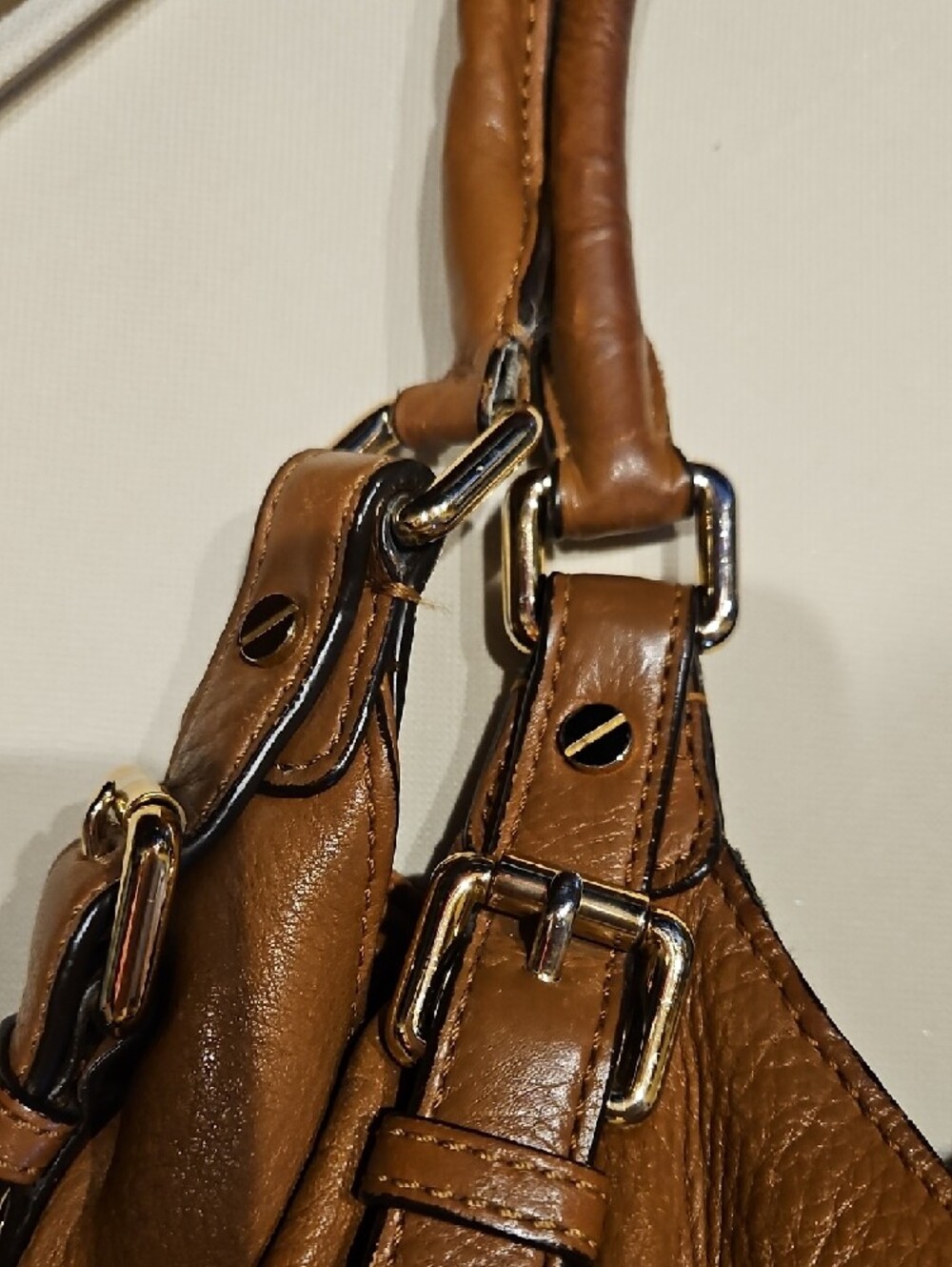 Michael Kors Cognac Pebbled Leather Shoulder Hobo - Picture 11 of 12